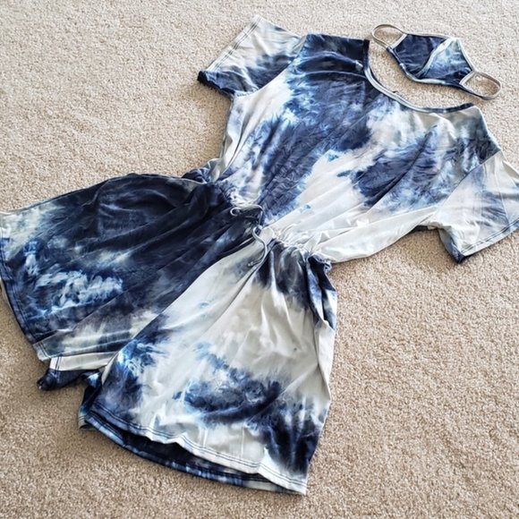 Plus Size Tie Dye Romper and Face Mask Set - Picture 3 of 14